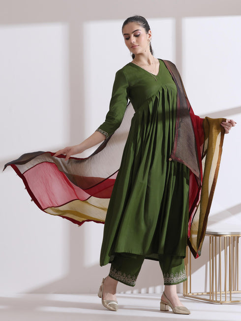 1 Pc Dupatta - Banarasi Tissue 3 Colour Dupatta