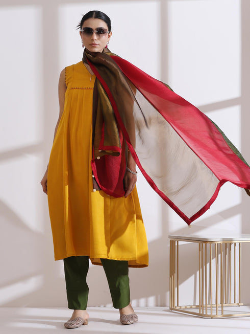 1 Pc Dupatta - Banarasi Tissue 3 Colour Dupatta