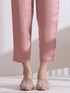 Women's Light Pink Kurta with Flower and Pearls Detailing with Pants 2 Piece Set | A-Line, V Neck, 3/4 Sleeves, Work Wear, Casual (Lux Fabric)