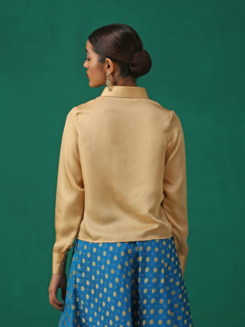Nude Silky Shirt Blouse