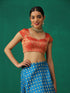 Red & Gold Brocade Blouse with Cap Sleeves