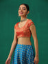 Red & Gold Brocade Blouse with Cap Sleeves