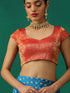 Red & Gold Brocade Blouse with Cap Sleeves