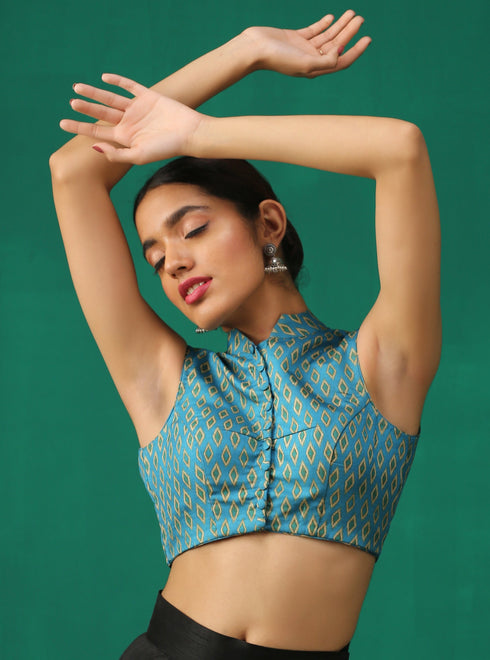 Ikat Printed Back Eye Blouse
