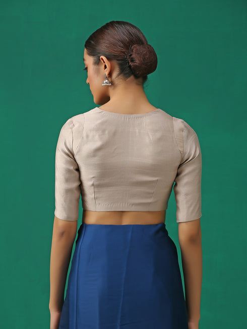 Classic Ecru Kundan appliques Short Sleeve Blouse