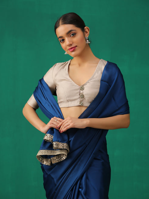 Classic Ecru Kundan appliques Short Sleeve Blouse