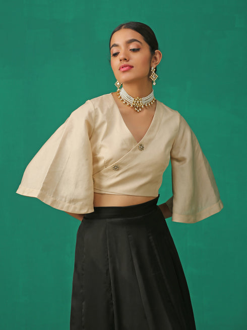 Elegance Wrapped in Kundan Buttons Blouse
