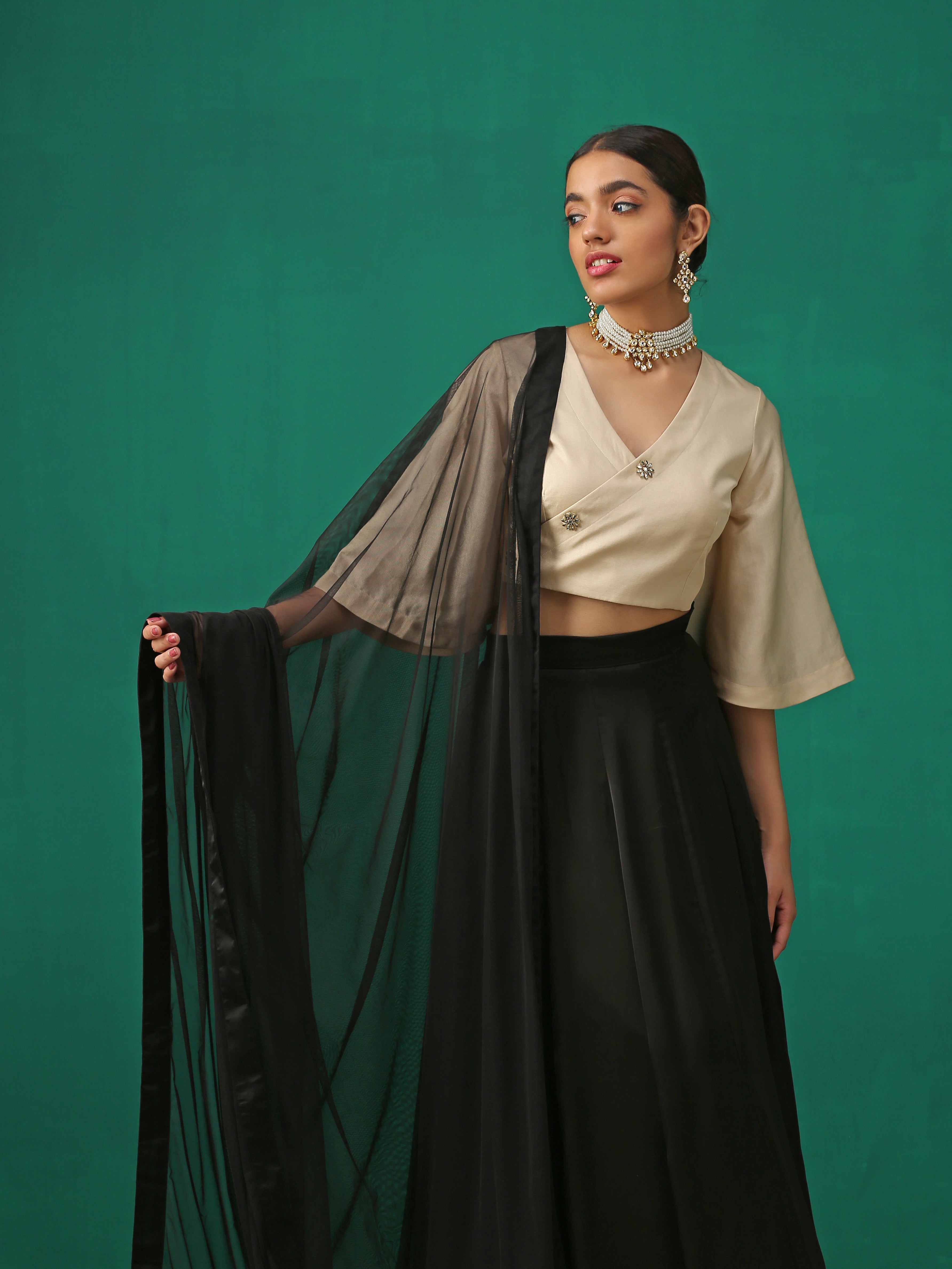Elegance Wrapped in Kundan Buttons Blouse