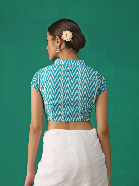 Jade Print Cap Sleeve Blouse