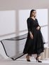 1 Pc Dupatta - Black Glass Tissue Dupatta