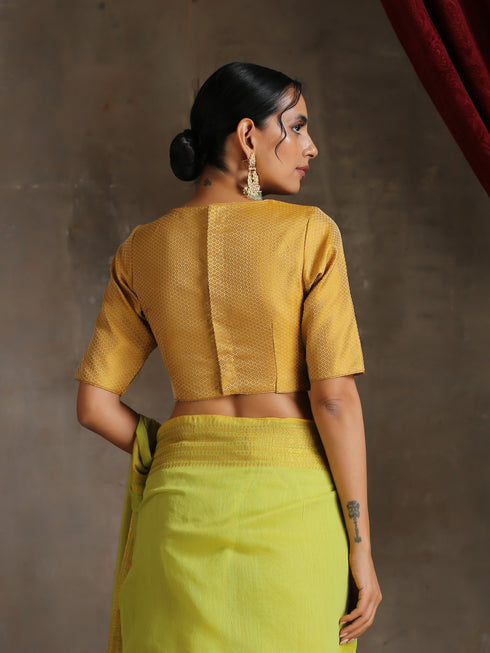 Blouse - Yellow Jacquard with Side Slit