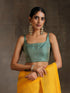 Blouse - Green Jacquard Square Neck