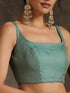 Blouse - Green Jacquard Square Neck