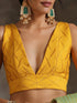 Blouse - Yellow Embroidered with Sequins Sleeveless