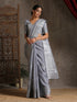 Silver Grey Woven Cotton saree with Blouse fabric