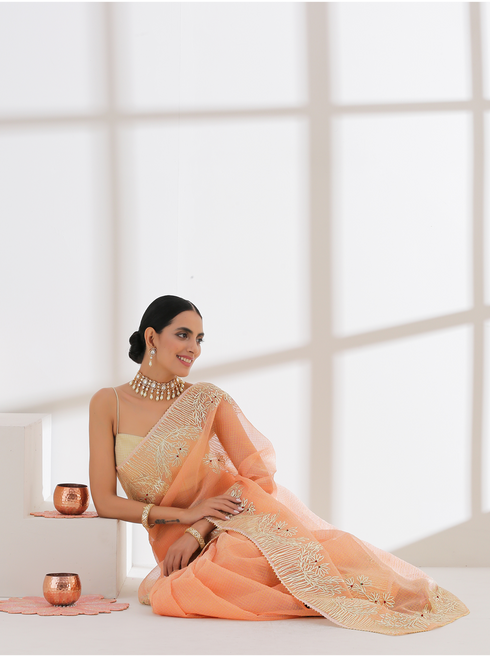 Leaf Gotta Patti Hand Work Kota Saree