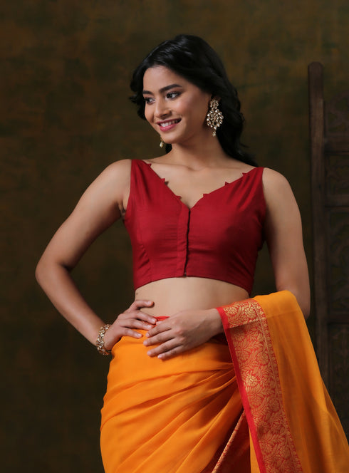 Blouse -Darling Maroon V neck Sleeveless Blouse