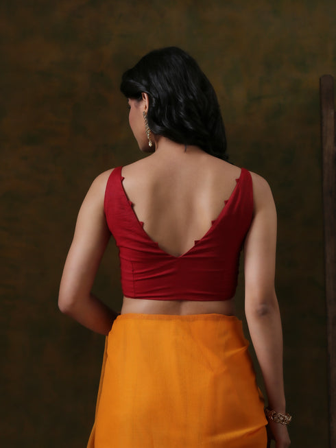 Blouse -Darling Maroon V neck Sleeveless Blouse