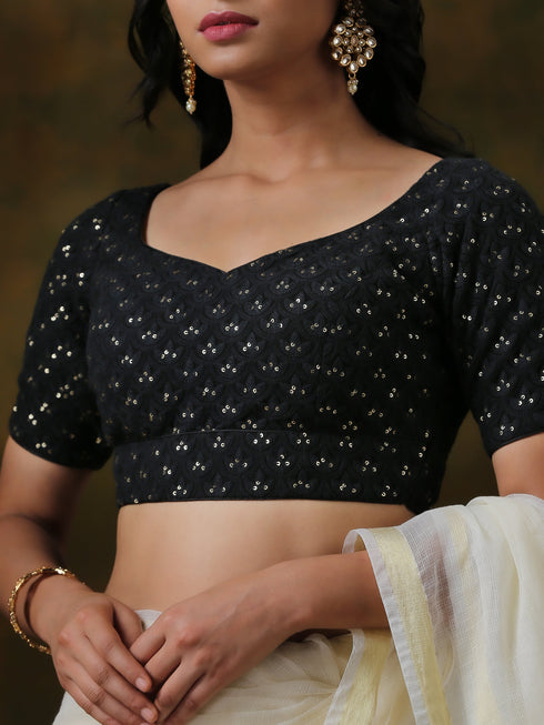 Blouse - Black Jeweled Embroidered Blouse