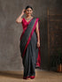 Grey & Pink Handloom Saree with Blouse Fabric