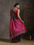 Grey & Pink Handloom Saree with Blouse Fabric