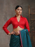 Blouse - Red Curve Long Sleeve Blouse