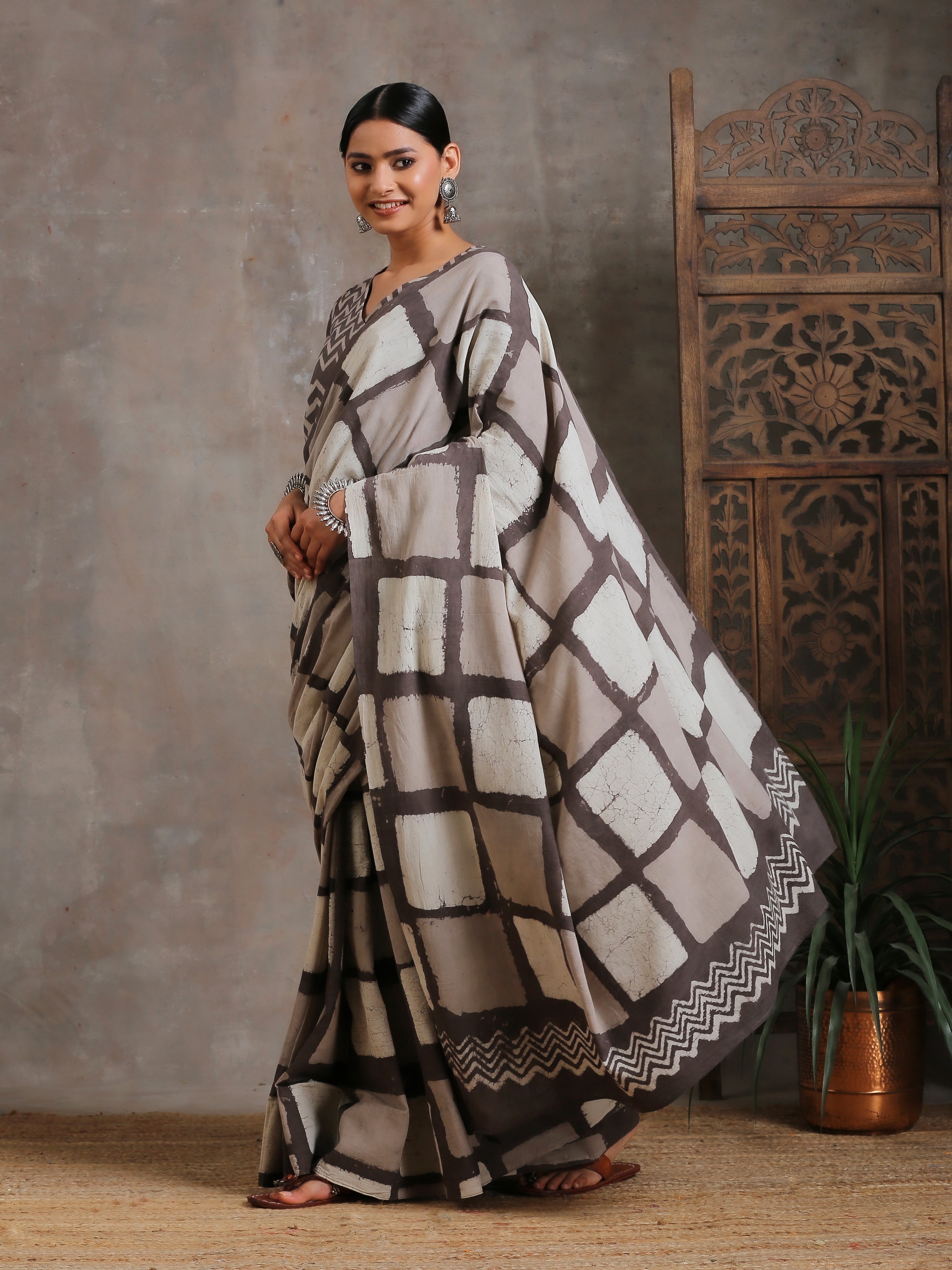 Sandcastle Box Hand Block Cotton Saree