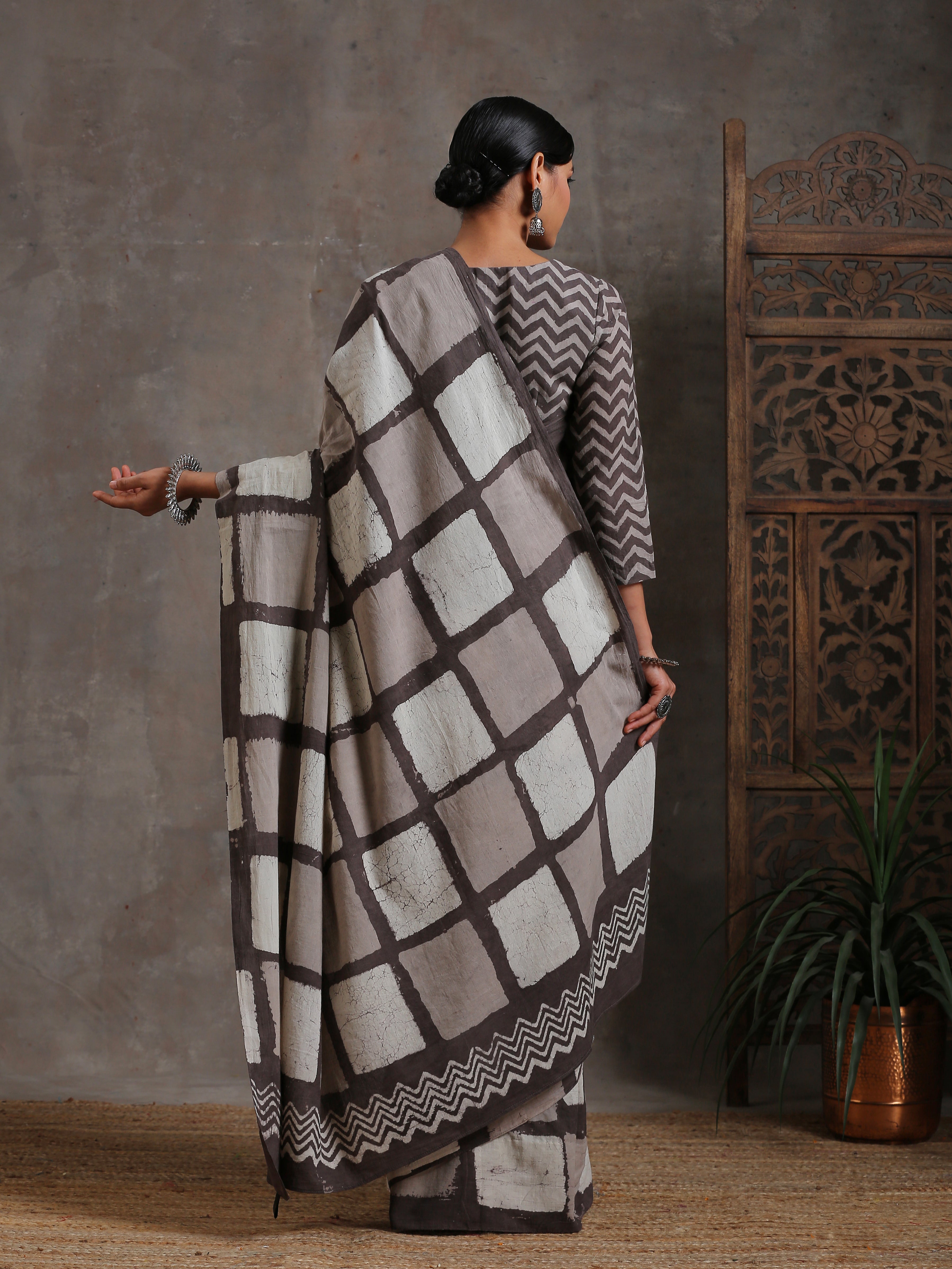 Sandcastle Box Hand Block Cotton Saree