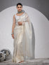 Royal Affair White Gold Organza Saree with Embroidered Blouse Fabric