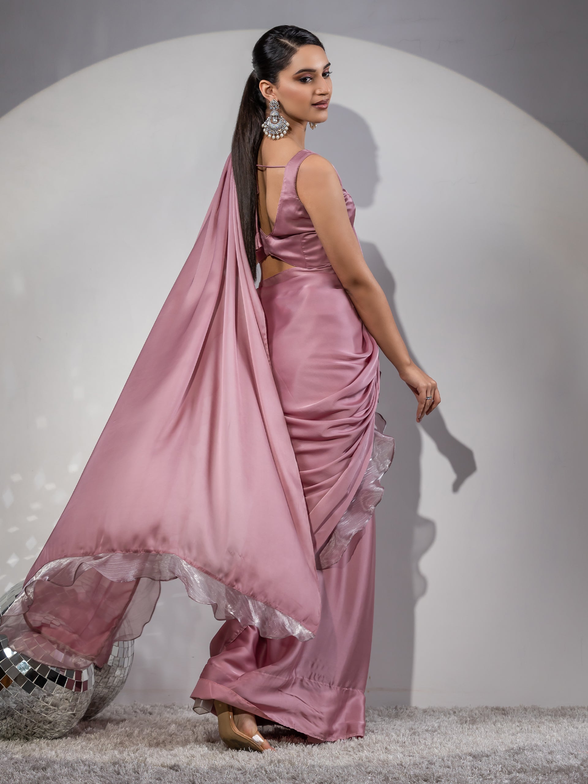 Rise Above Mauve-Pink Ruffle Saree