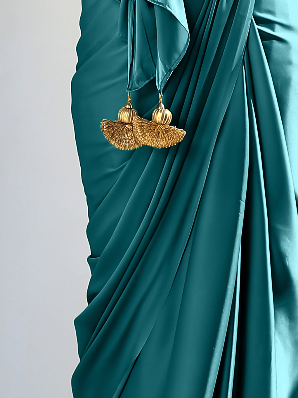 Mystic Blue Satin Saree