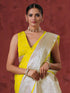 Blouse - Canary Sleeveless Organza with Embroidery and Silver edge Waist