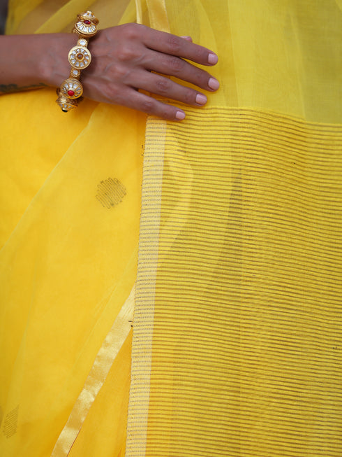 Haldi Chanderi Saree with blouse fabric