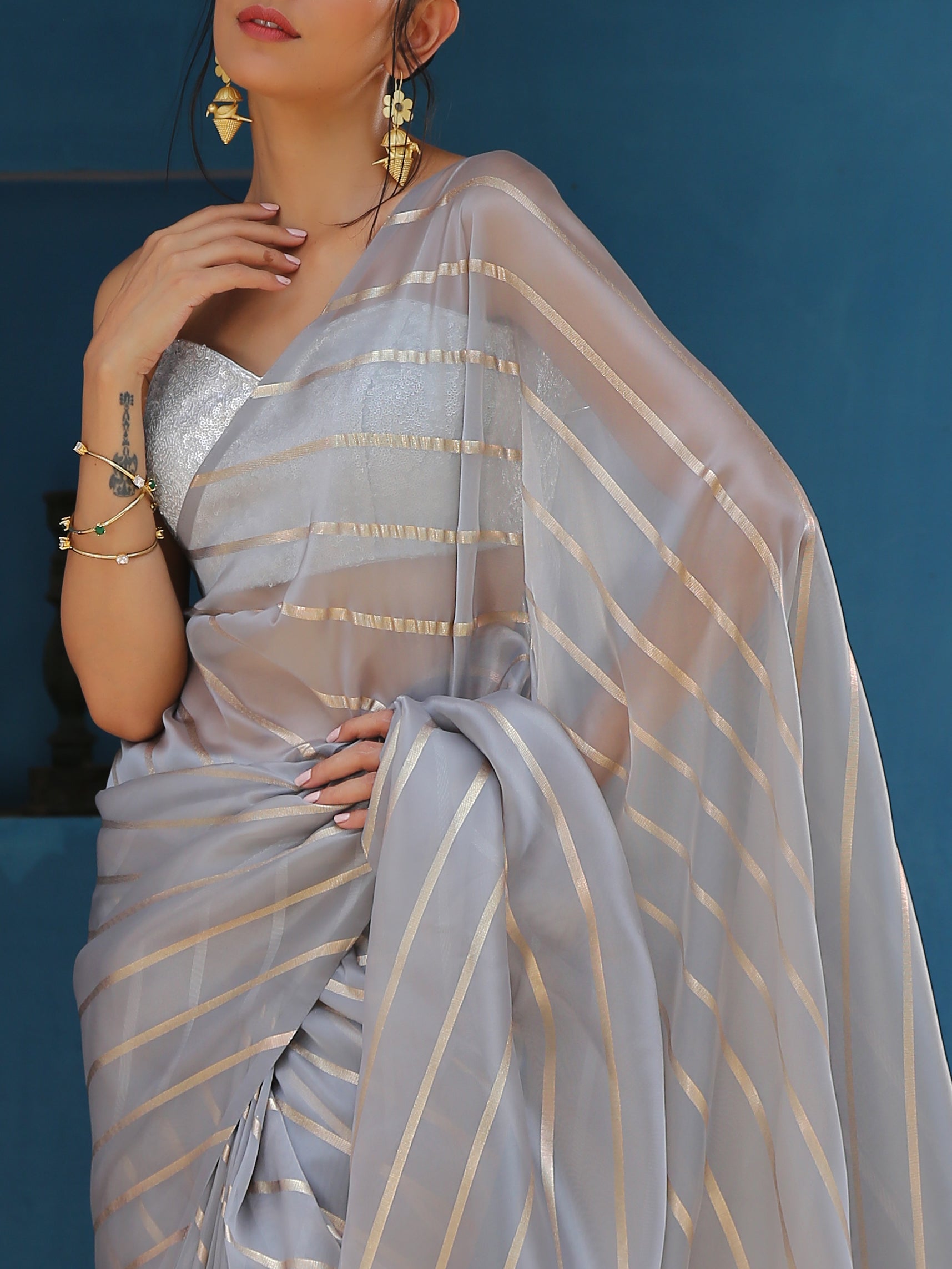 Smoke on Fire Saree