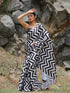Chevron Printed Saree with Black Sequin Lace