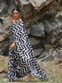 Chevron Printed Saree with Black Sequin Lace