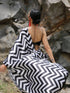 Chevron Printed Saree with Black Sequin Lace