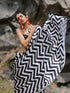 Chevron Printed Saree with Black Sequin Lace