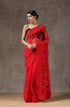 Red Moulin Rouge Net Saree with Embroidery & Scalloping