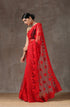 Red Moulin Rouge Net Saree with Embroidery & Scalloping