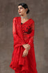 Red Moulin Rouge Net Saree with Embroidery & Scalloping