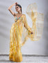 Hand Painted Green Yellow Sparkle Organza Saree with Lace & Blouse Fabric