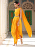 SET | Yellow wrap Dhoti Saree with Mirror Waist & Tie Blouse