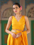 SET | Yellow wrap Dhoti Saree with Mirror Waist & Tie Blouse