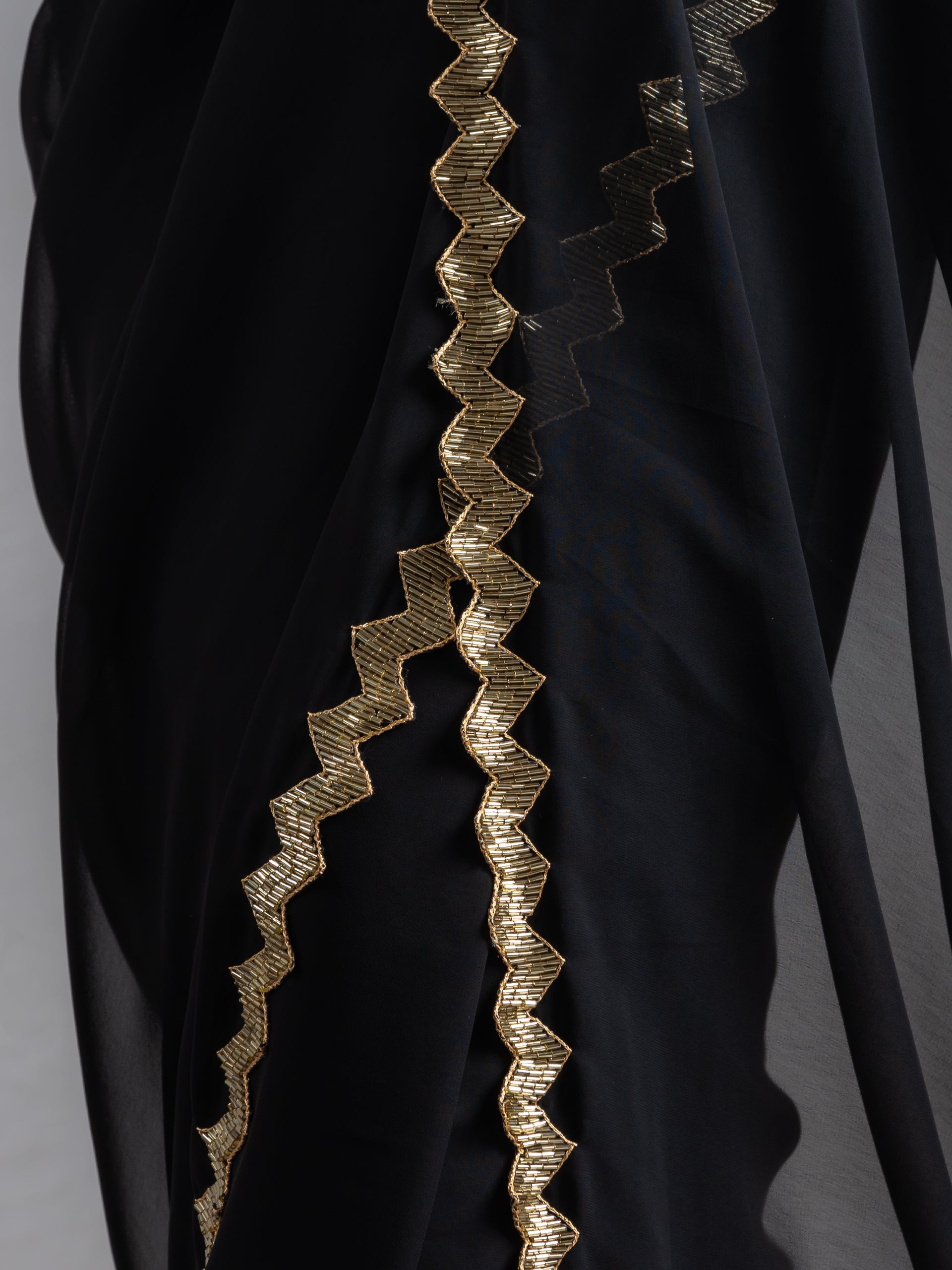 Black Sequin Georgette Saree with Blouse Fabric