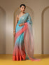 Tropical Pink and Blue Organza Ombre Saree