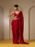 Metallic Fuchsia Red Satin Saree with Pendants and Self Blouse Fabric