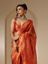 Banarasi Red Orange Saree with Crushed Pallu and Blouse Fabric
