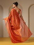 Banarasi Red Orange Saree with Crushed Pallu and Blouse Fabric