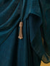 Metallic Peacock Blue Satin Saree with Self Blouse Fabric